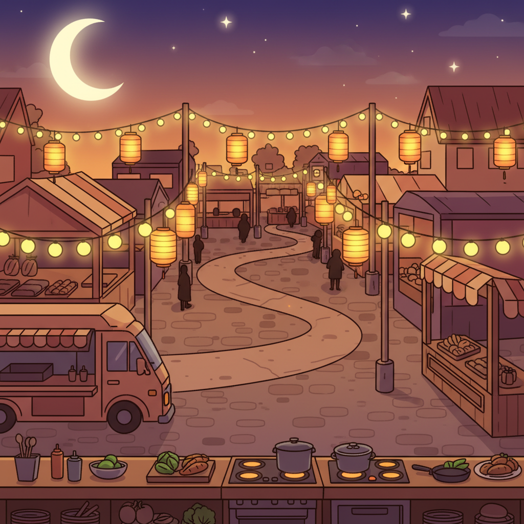 Night market district art