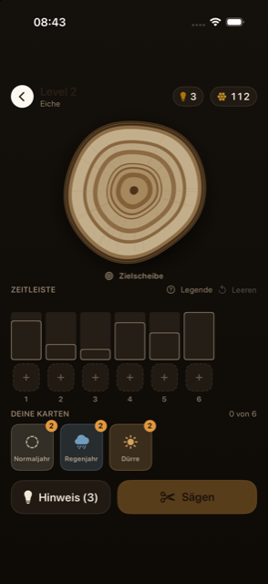The same gameplay screen in dark appearance